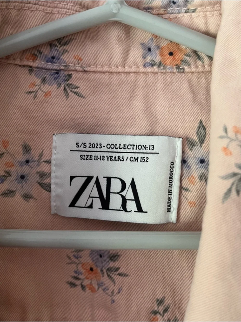 Girls ZARA Denim Jacket Pink Floral Cottagecore Boho Garden Girly